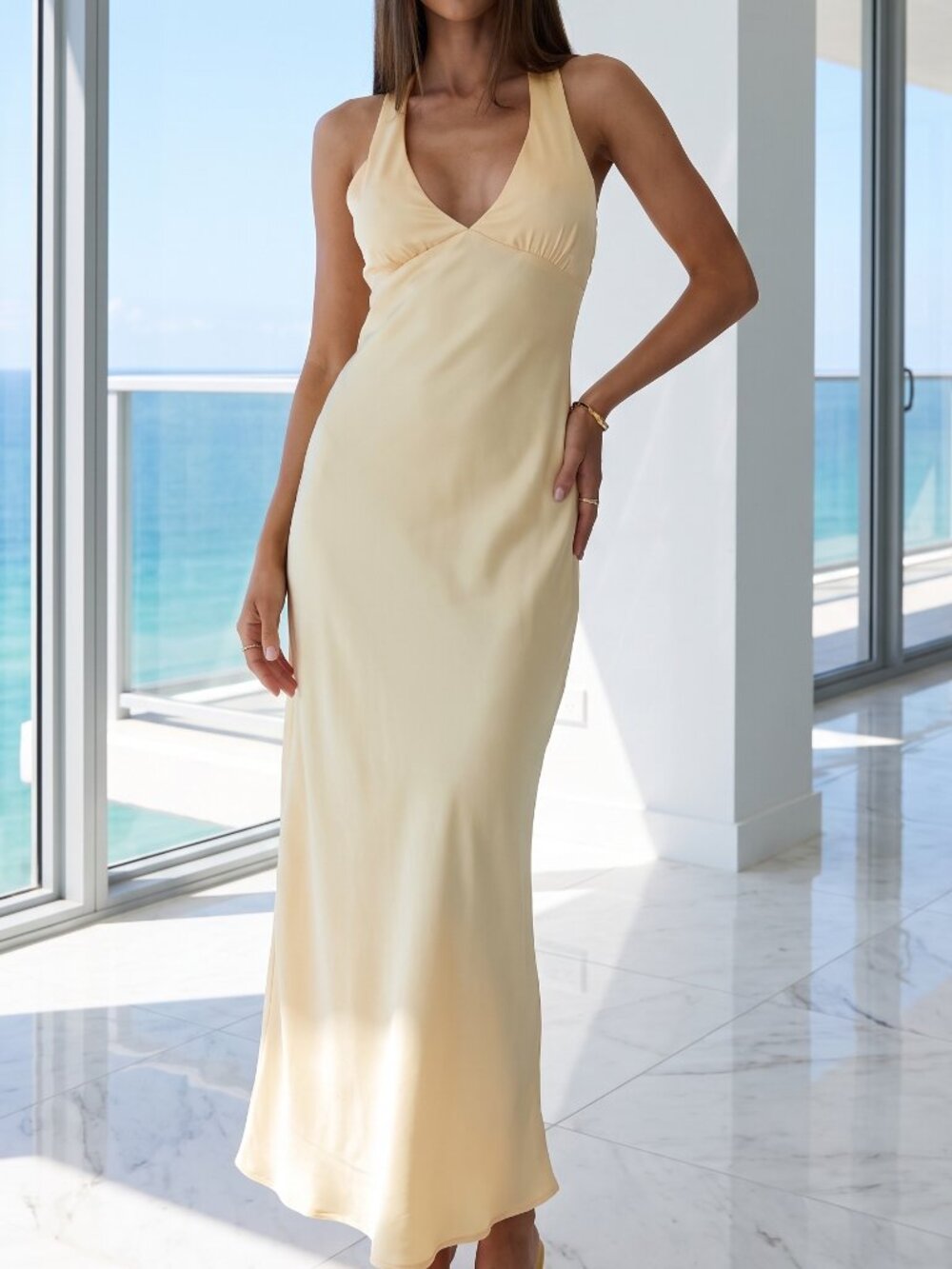 REVOLVE Pale Yellow Maxi Dress